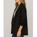 Oversized Black Blazer με Σουρωτά Μανίκια & Φόδρα